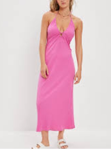 Aeo Sleeveless Pink Maxi Dress Ribbed Babydoll Boho Festival Size M Y2k